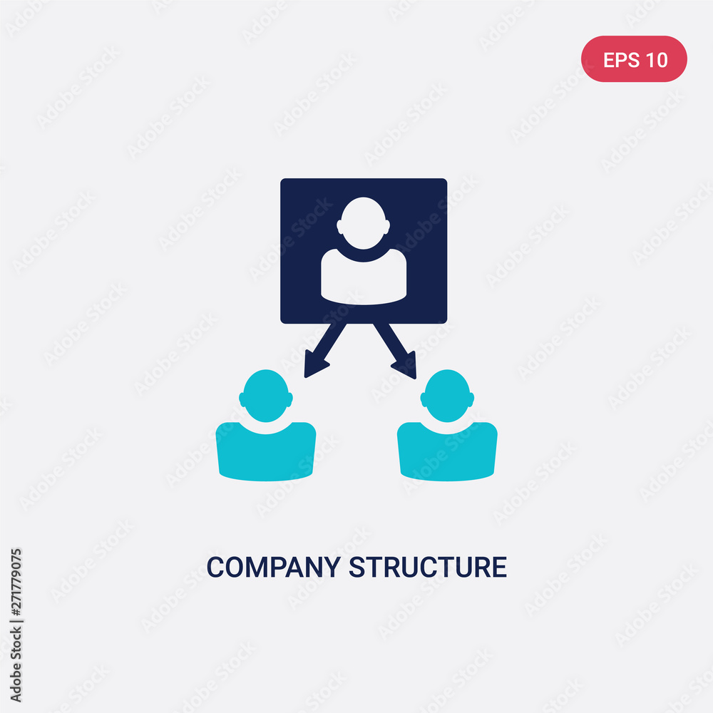 Poster two color company structure vector icon from human resources concept. isolated blue company structur