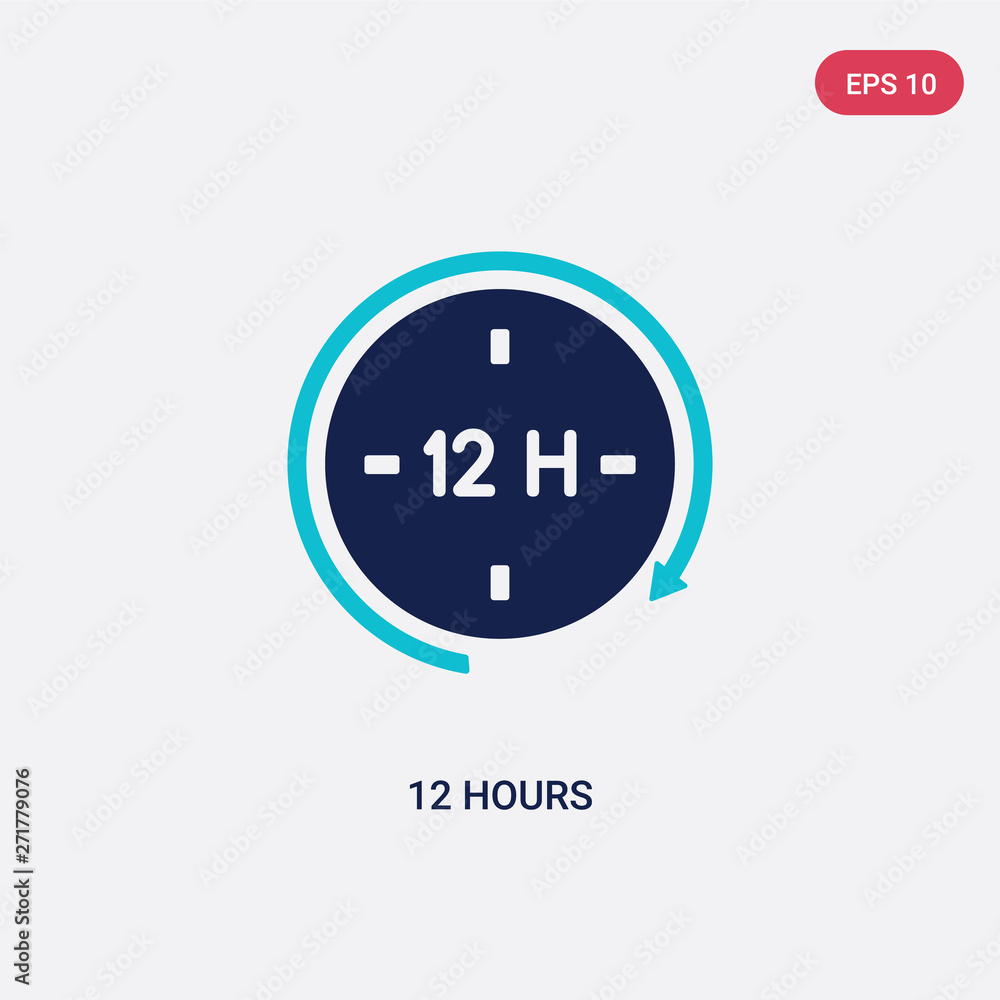 Aufkleber two color 12 hours vector icon from human resources concept. isolated blue 12 hours vector sign symb