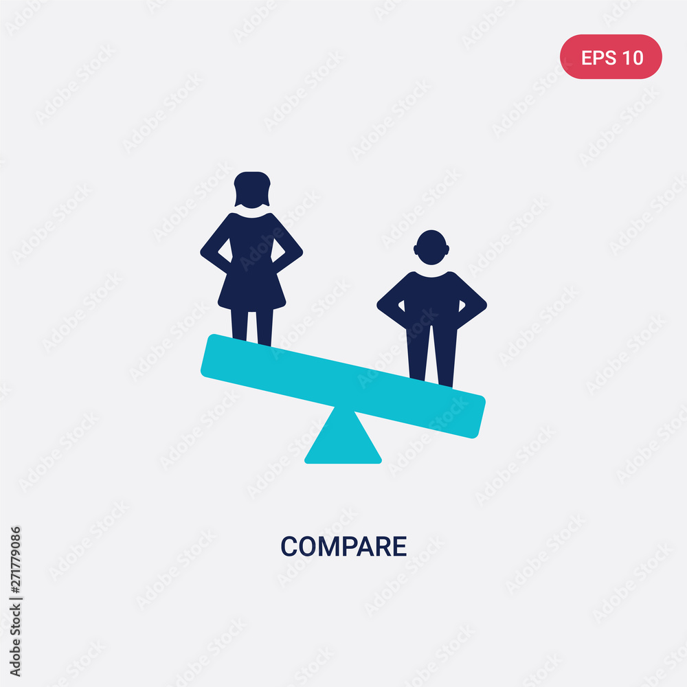 Poster two color compare vector icon from human resources concept. isolated blue compare vector sign symbol