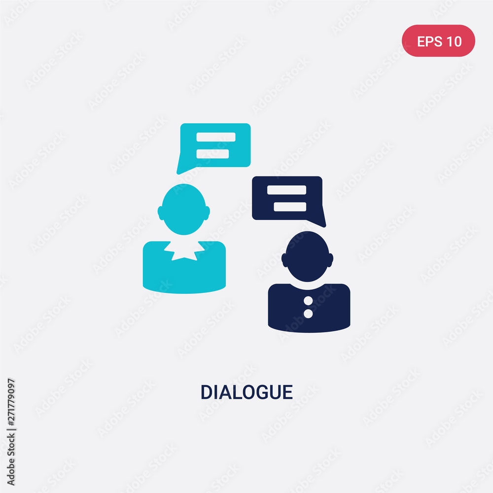 Poster two color dialogue vector icon from human resources concept. isolated blue dialogue vector sign symb