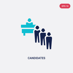 two color candidates vector icon from human resources concept. isolated blue candidates vector sign symbol can be use for web, mobile and logo. eps 10