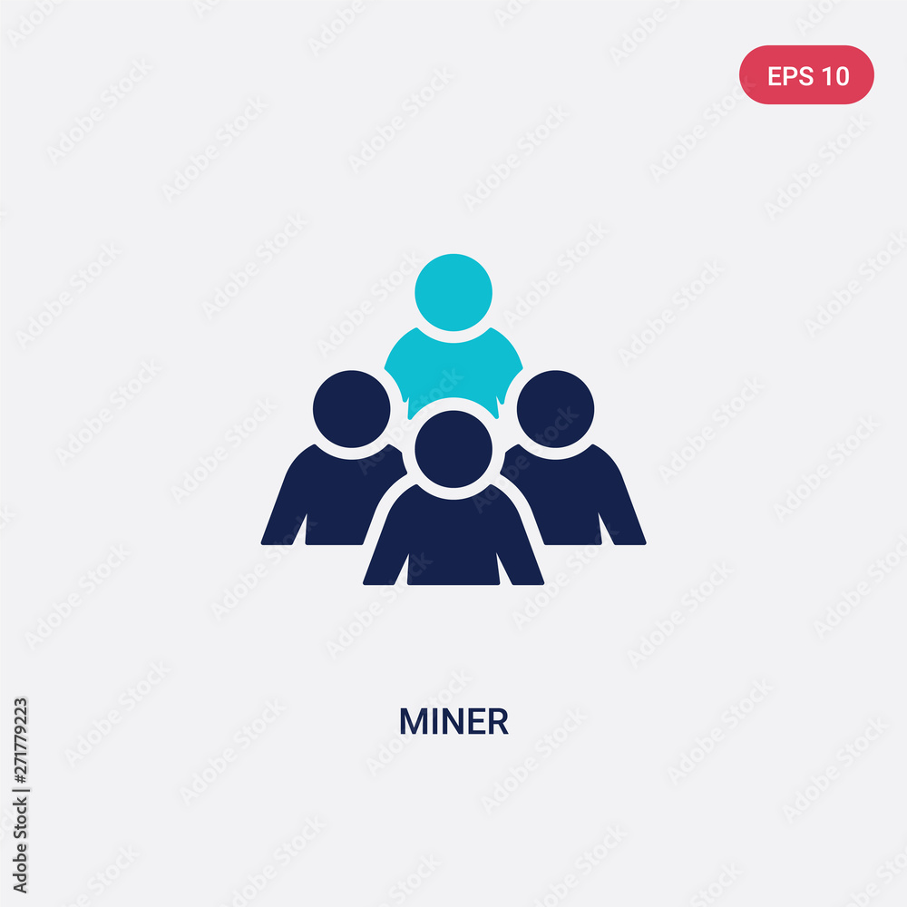Poster two color miner vector icon from humans concept. isolated blue miner vector sign symbol can be use f