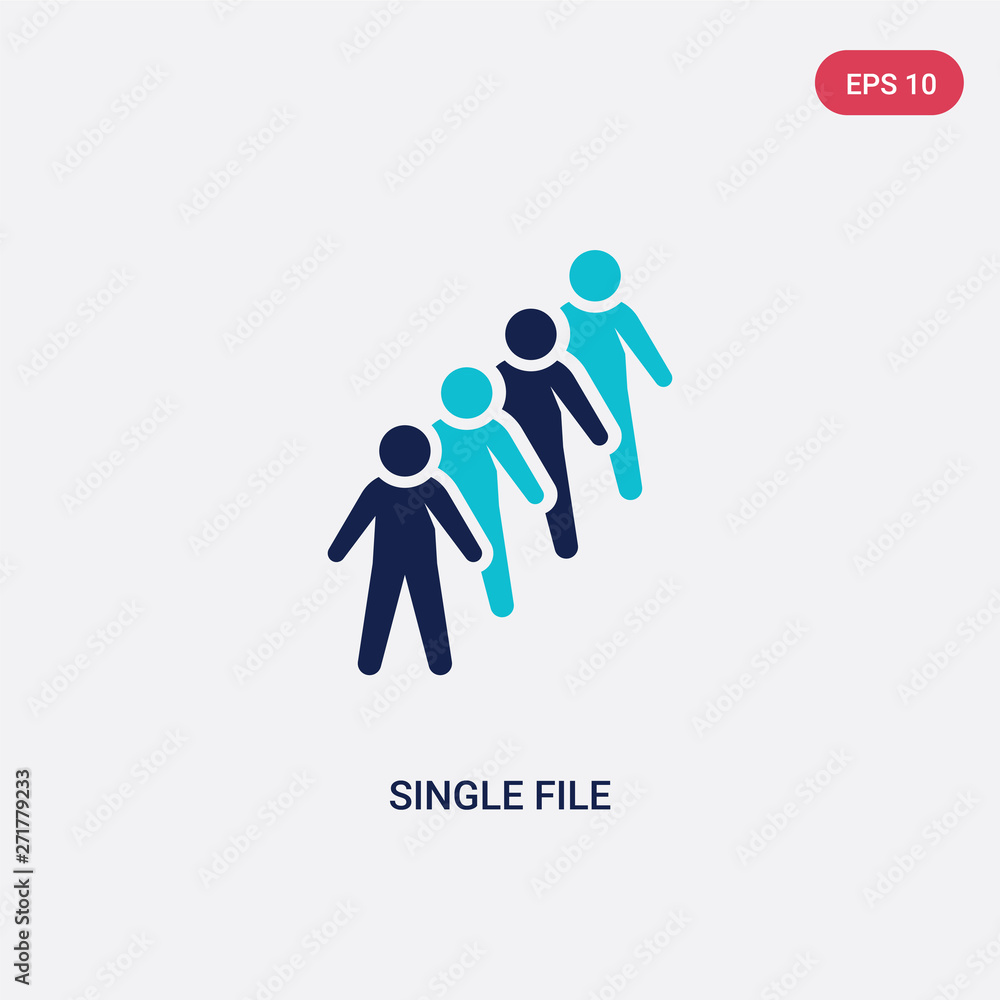 Poster two color single file vector icon from humans concept. isolated blue single file vector sign symbol 