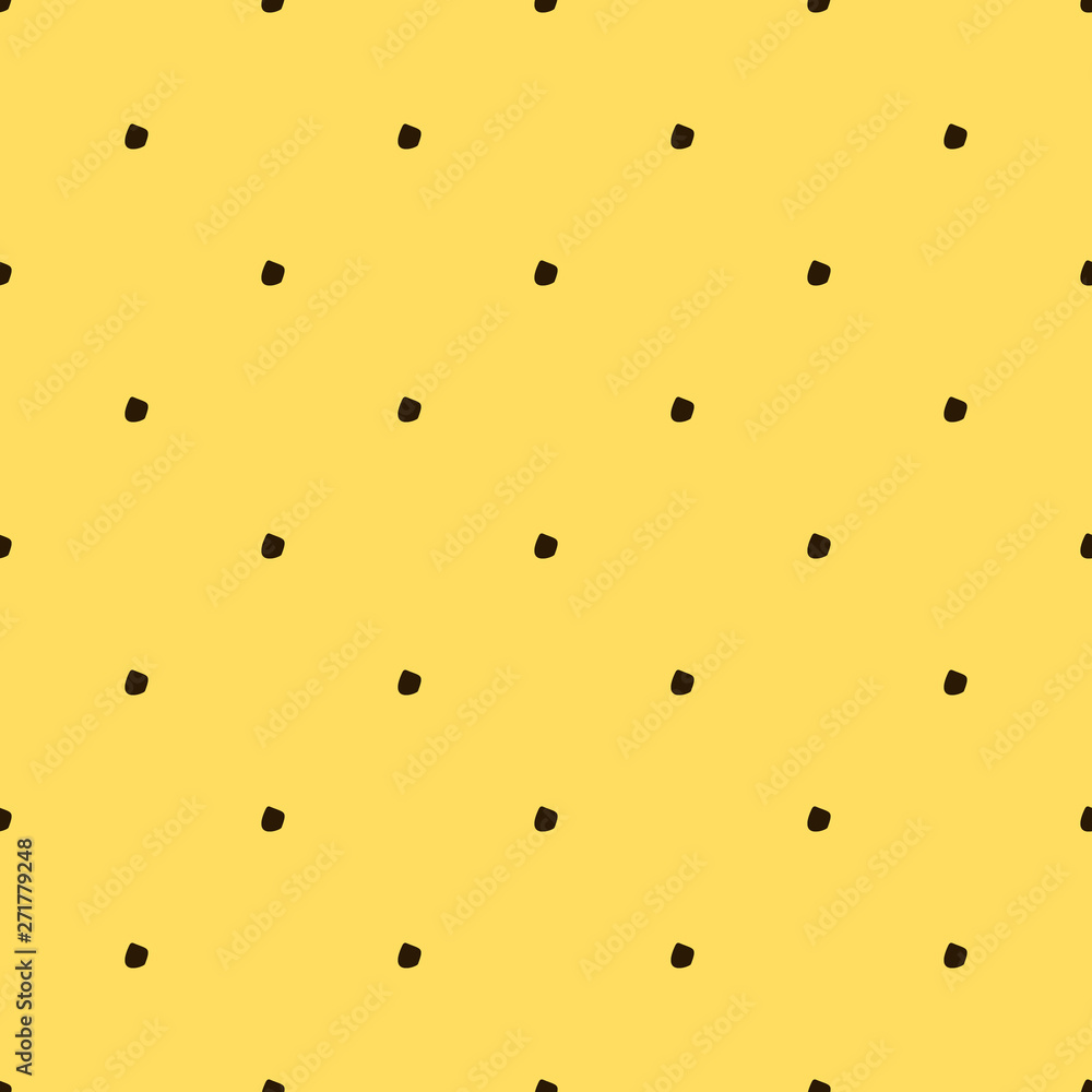 Sticker vector seamless hand draw polka dot brush yellow pattern. simple summer backgrounds of primitive wit