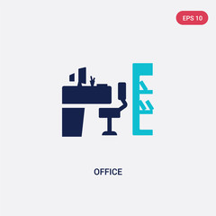 two color office vector icon from job resume concept. isolated blue office vector sign symbol can be use for web, mobile and logo. eps 10