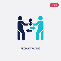 two color people trading vector icon from humans concept. isolated blue people trading vector sign symbol can be use for web, mobile and logo. eps 10