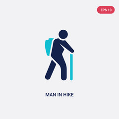 two color man in hike vector icon from humans concept. isolated blue man in hike vector sign symbol can be use for web, mobile and logo. eps 10