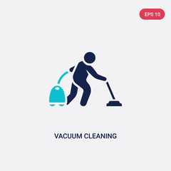 two color vacuum cleaning vector icon from humans concept. isolated blue vacuum cleaning vector sign symbol can be use for web, mobile and logo. eps 10