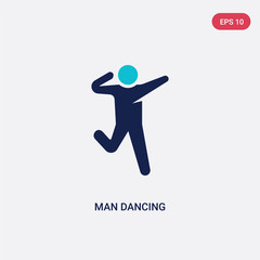two color man dancing vector icon from humans concept. isolated blue man dancing vector sign symbol can be use for web, mobile and logo. eps 10