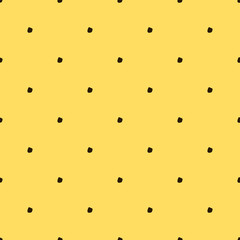 Vector seamless hand draw polka dot brush yellow pattern. Simple Summer backgrounds of primitive with dots for textile design, for covers of notebooks and other