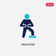 two color proud pose vector icon from humans concept. isolated blue proud pose vector sign symbol can be use for web, mobile and logo. eps 10