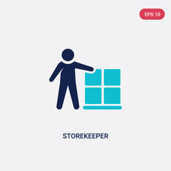 two color storekeeper vector icon from humans concept. isolated blue storekeeper vector sign symbol can be use for web, mobile and logo. eps 10
