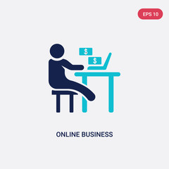 two color online business vector icon from humans concept. isolated blue online business vector sign symbol can be use for web, mobile and logo. eps 10