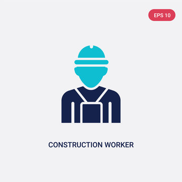 two color construction worker vector icon from humans concept. isolated blue construction worker vector sign symbol can be use for web, mobile and logo. eps 10