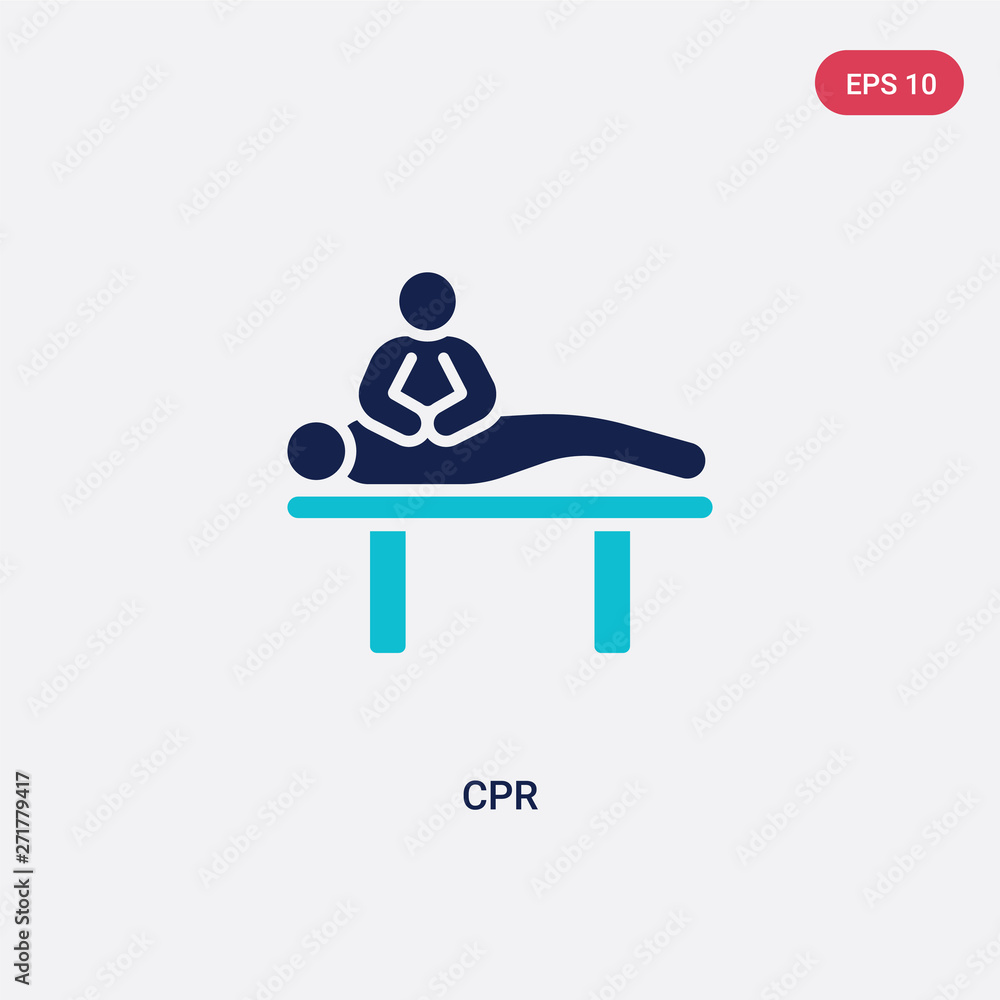 Poster two color cpr vector icon from humans concept. isolated blue cpr vector sign symbol can be use for w