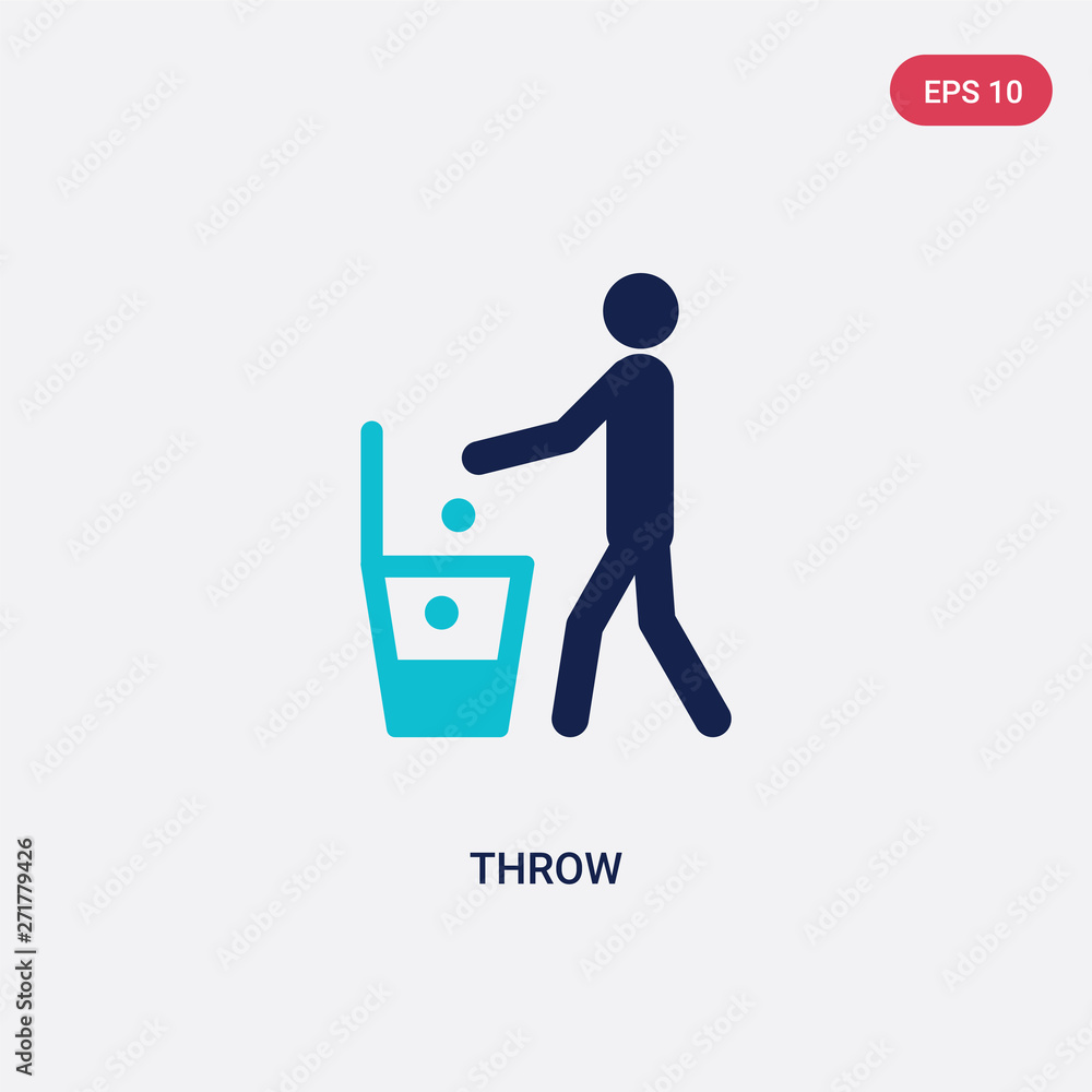 Poster two color throw vector icon from hygiene concept. isolated blue throw vector sign symbol can be use 