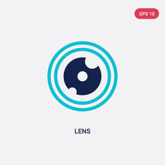 two color lens vector icon from hygiene concept. isolated blue lens vector sign symbol can be use for web, mobile and logo. eps 10
