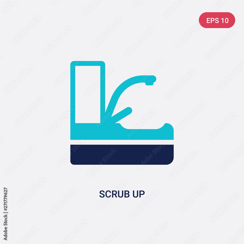 Poster two color scrub up vector icon from hygiene concept. isolated blue scrub up vector sign symbol can b