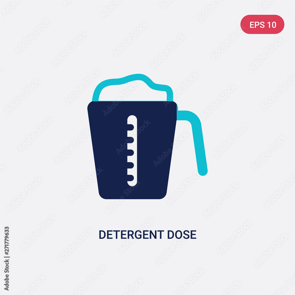 Poster two color detergent dose vector icon from hygiene concept. isolated blue detergent dose vector sign 