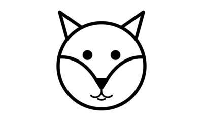 Vector Fox Icon. Round Line Animal Icon.