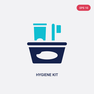 Two Color Hygiene Kit Vector Icon From Hygiene Concept. Isolated Blue Hygiene Kit Vector Sign Symbol Can Be Use For Web, Mobile And Logo. Eps 10
