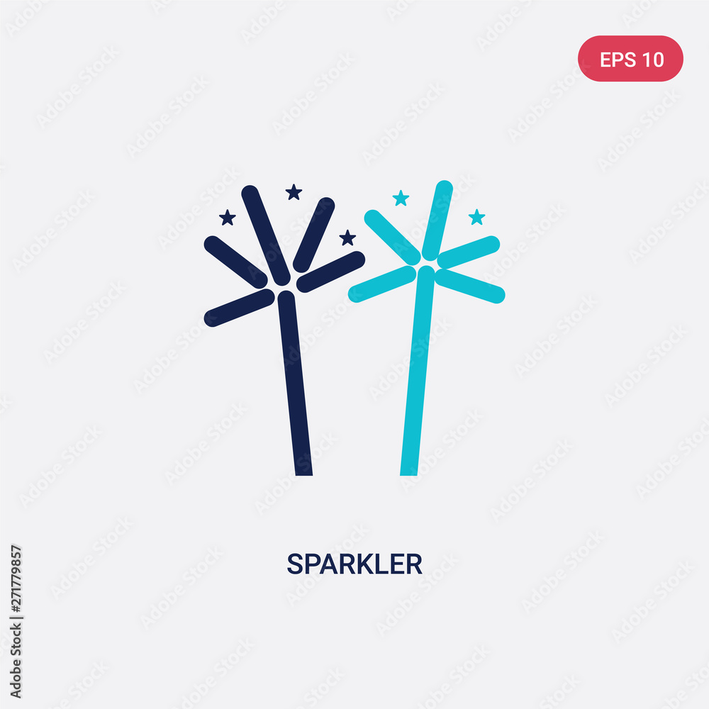 Poster two color sparkler vector icon from india and holi concept. isolated blue sparkler vector sign symbo