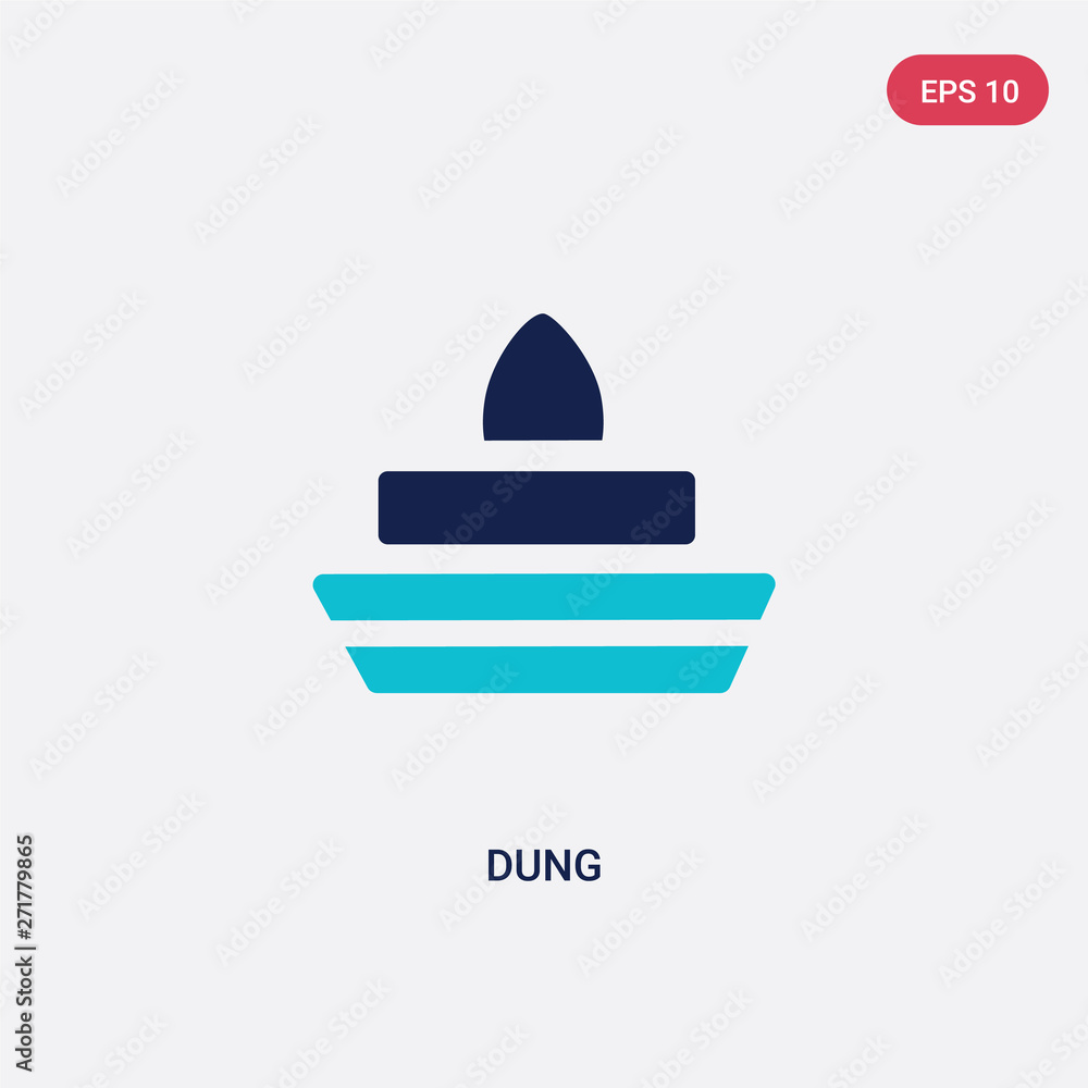 Poster two color dung vector icon from india and holi concept. isolated blue dung vector sign symbol can be