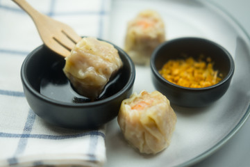 Chinese steamed shrimp dumplings.