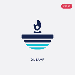 two color oil lamp vector icon from india and holi concept. isolated blue oil lamp vector sign symbol can be use for web, mobile and logo. eps 10