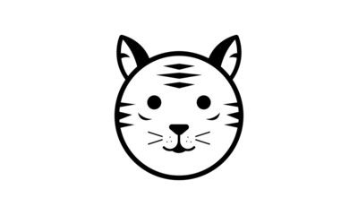 Vector Tiger Icon. Round Line Animal Icon. Cat Icon