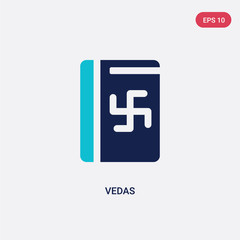 two color vedas vector icon from india concept. isolated blue vedas vector sign symbol can be use for web, mobile and logo. eps 10