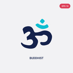 two color buddhist vector icon from india concept. isolated blue buddhist vector sign symbol can be use for web, mobile and logo. eps 10