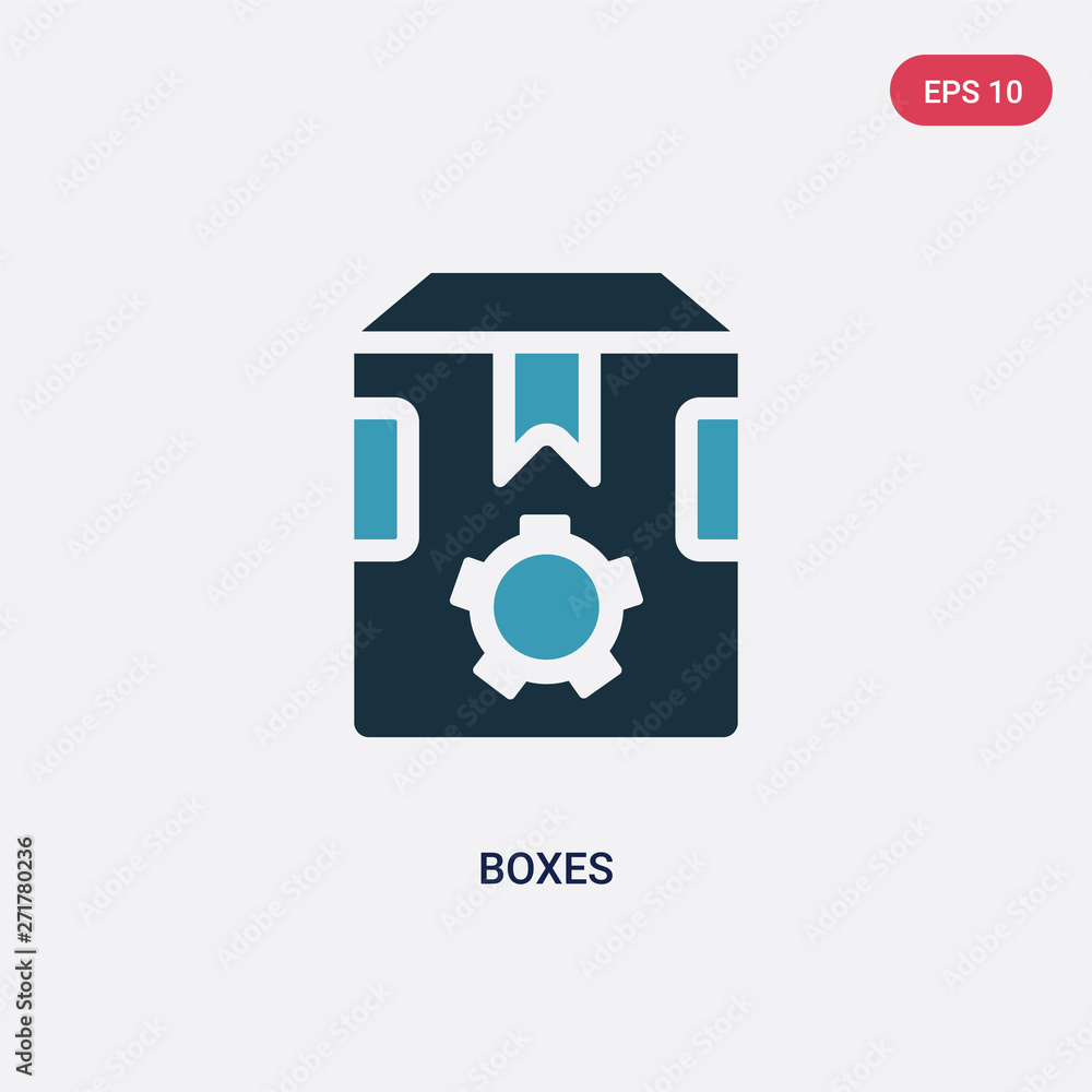 Poster two color boxes vector icon from industry concept. isolated blue boxes vector sign symbol can be use