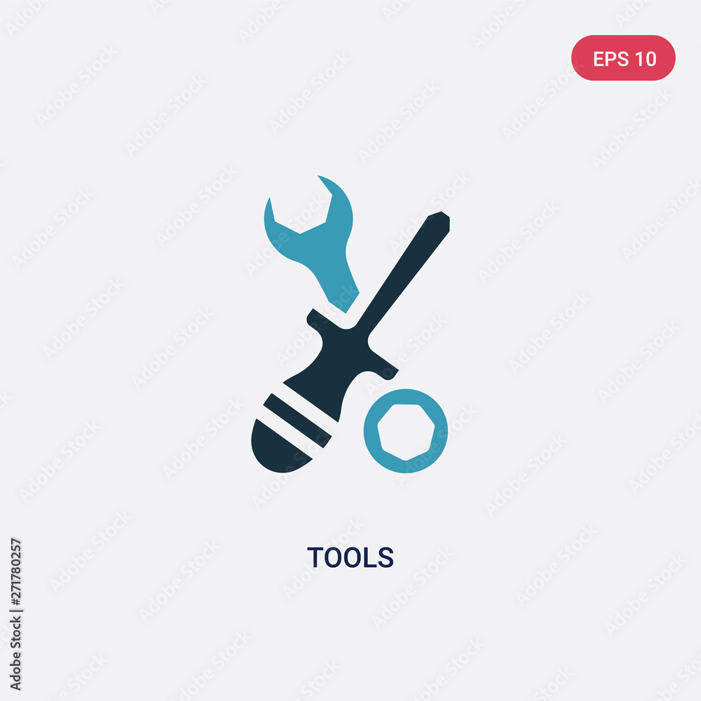 Poster two color tools vector icon from industry concept. isolated blue tools vector sign symbol can be use