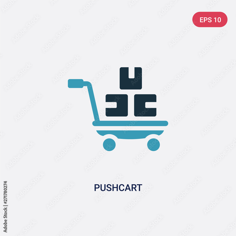 Poster two color pushcart vector icon from industry concept. isolated blue pushcart vector sign symbol can 