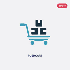 two color pushcart vector icon from industry concept. isolated blue pushcart vector sign symbol can be use for web, mobile and logo. eps 10