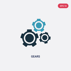 two color gears vector icon from industry concept. isolated blue gears vector sign symbol can be use for web, mobile and logo. eps 10