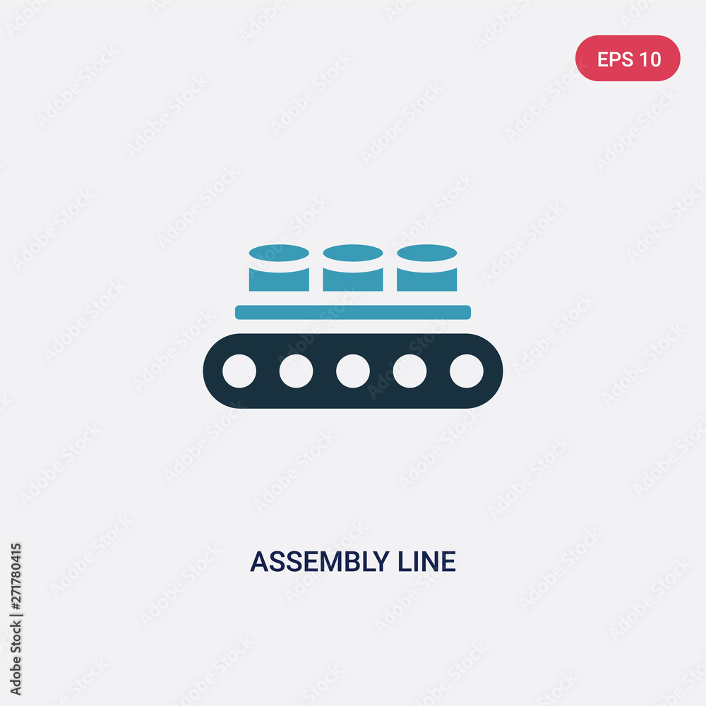 Poster two color assembly line vector icon from industry concept. isolated blue assembly line vector sign s