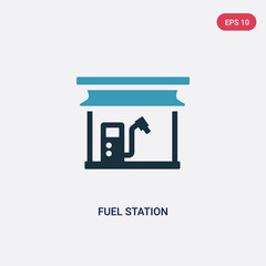 two color fuel station vector icon from industry concept. isolated blue fuel station vector sign symbol can be use for web, mobile and logo. eps 10