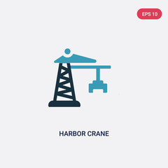 two color harbor crane vector icon from industry concept. isolated blue harbor crane vector sign symbol can be use for web, mobile and logo. eps 10