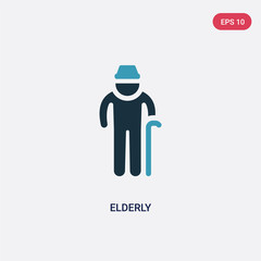 two color elderly vector icon from insurance concept. isolated blue elderly vector sign symbol can be use for web, mobile and logo. eps 10