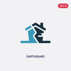 two color earthquake vector icon from insurance concept. isolated blue earthquake vector sign symbol can be use for web, mobile and logo. eps 10