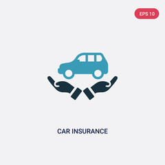 two color car insurance vector icon from insurance concept. isolated blue car insurance vector sign symbol can be use for web, mobile and logo. eps 10