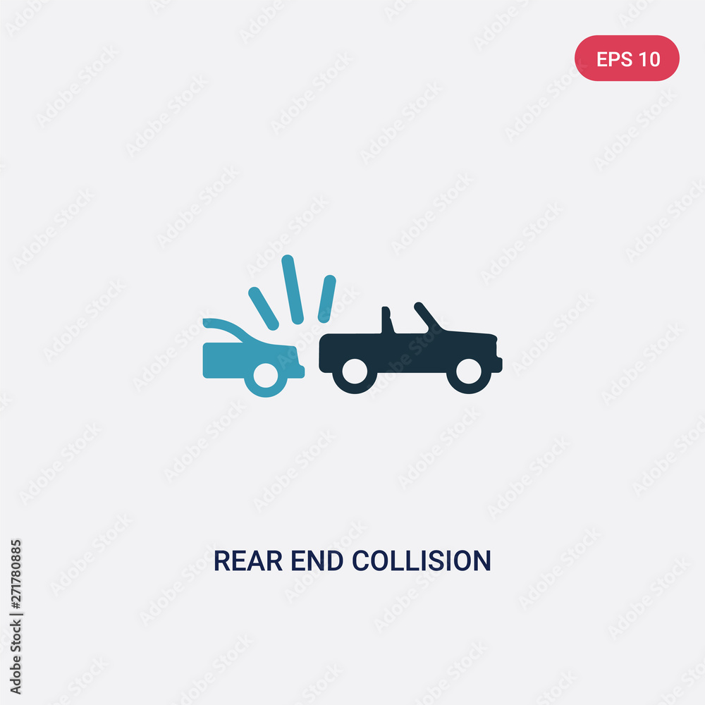 Poster two color rear end collision vector icon from insurance concept. isolated blue rear end collision ve
