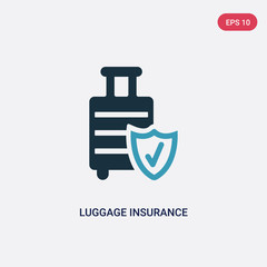 two color luggage insurance vector icon from insurance concept. isolated blue luggage insurance vector sign symbol can be use for web, mobile and logo. eps 10