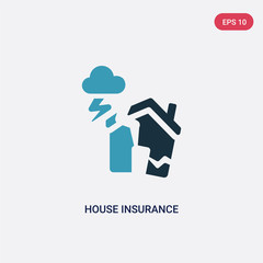 two color house insurance for storms vector icon from insurance concept. isolated blue house insurance for storms vector sign symbol can be use for web, mobile and logo. eps 10