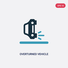 two color overturned vehicle vector icon from insurance concept. isolated blue overturned vehicle vector sign symbol can be use for web, mobile and logo. eps 10