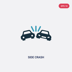 two color side crash vector icon from insurance concept. isolated blue side crash vector sign symbol can be use for web, mobile and logo. eps 10