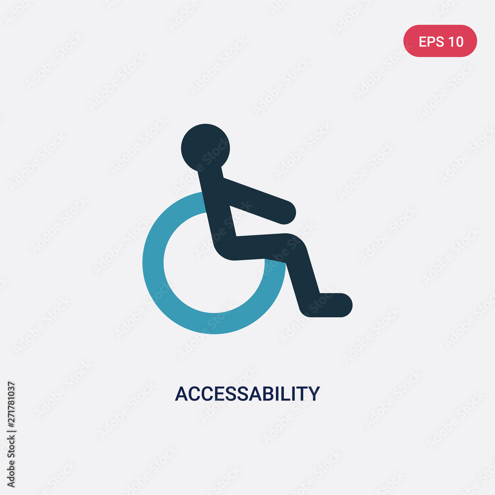 Poster two color accessability vector icon from interface concept. isolated blue accessability vector sign 
