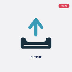 two color output vector icon from interface concept. isolated blue output vector sign symbol can be use for web, mobile and logo. eps 10 - obrazy, fototapety, plakaty